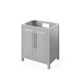 Jeffrey Alexander VKITCAD30GRWCR 30" Grey Cade Vanity, White Carrara Marble Vanity Top, undermount rectangle bowl