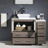 Fresca FVN62-3012GO-VSL Fresca Torino 42" Gray Oak Modern Bathroom Vanity w/ Side Cabinet & Vessel Sink