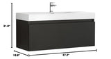 Fresca FCB8011BW-I Fresca Mezzo 48" Black Wall Hung Modern Bathroom Cabinet w/ Integrated Sink