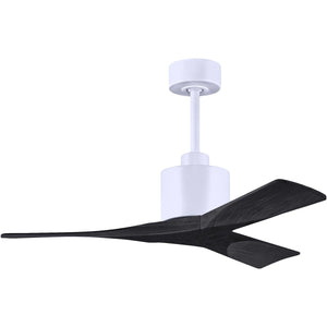Matthews Fan NK-MWH-BK-42 Nan 6-speed ceiling fan in Matte White finish with 42” solid matte black wood blades
