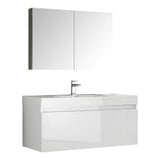 Fresca FVN8011WH Fresca Mezzo 48" White Wall Hung Modern Bathroom Vanity w/ Medicine Cabinet