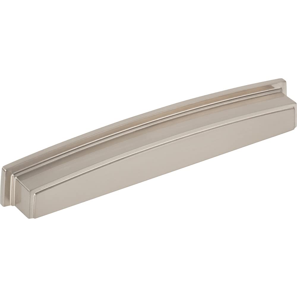 Jeffrey Alexander 141-192SN 192 mm Center Satin Nickel Square-to-Center Square Renzo Cabinet Cup Pull