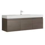 Fresca FCB8041GO-I Fresca Mezzo 60" Gray Oak Wall Hung Single Sink Modern Bathroom Cabinet w/ Integrated Sink