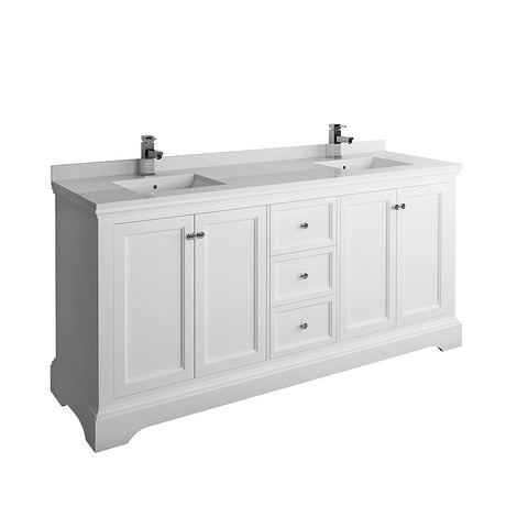 Fresca FCB2472GRV-CWH-U Double Sink Cabinet with Sinks
