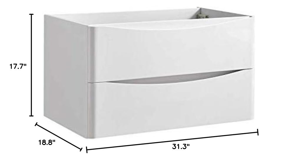 Fresca FCB9032WH Fresca Tuscany 32" Glossy White Wall Hung Modern Bathroom Cabinet