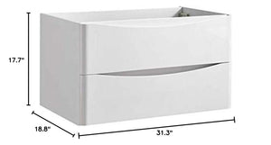 Fresca FCB9032WH Fresca Tuscany 32" Glossy White Wall Hung Modern Bathroom Cabinet