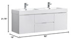 Fresca FCB8360WH-D-I Fresca Valencia 60" Glossy White Wall Hung Double Sink Modern Bathroom Vanity