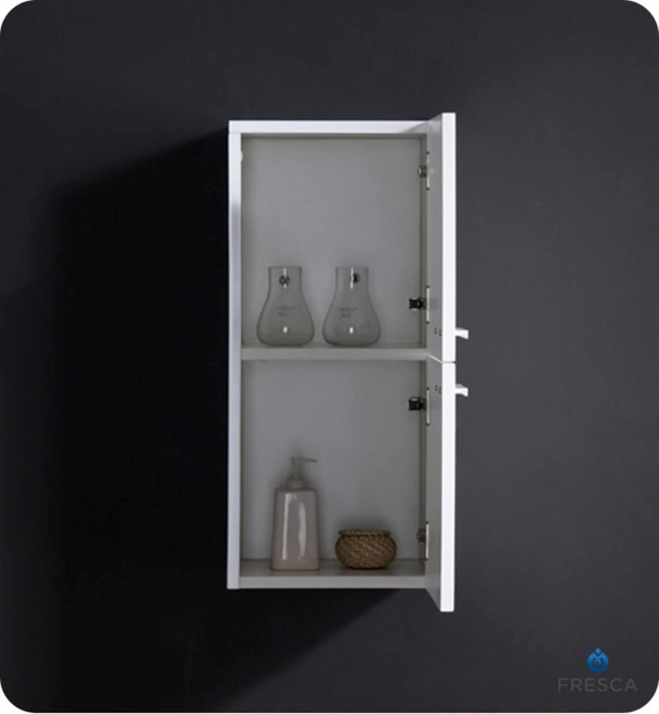 Fresca FST8091WH Fresca White Bathroom Linen Side Cabinet w/ 2 Storage Areas
