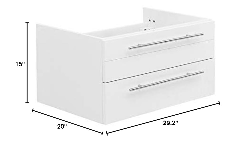 Fresca FCB6130WH-UNS Fresca Lucera 30" White Wall Hung Undermount Sink Modern Bathroom Cabinet