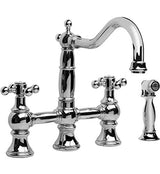 Canterbury Straight Double Handle Widespread Bridge Faucet with Side Spray Finish: Polished, Handle Type: Metal Cross Handles