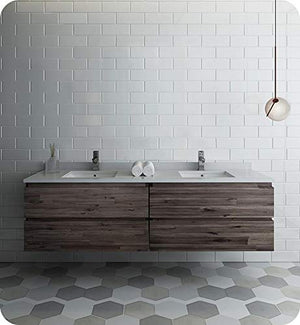 Fresca FCB31-3636ACA Fresca Formosa 70" Wall Hung Double Sink Modern Bathroom Cabinet