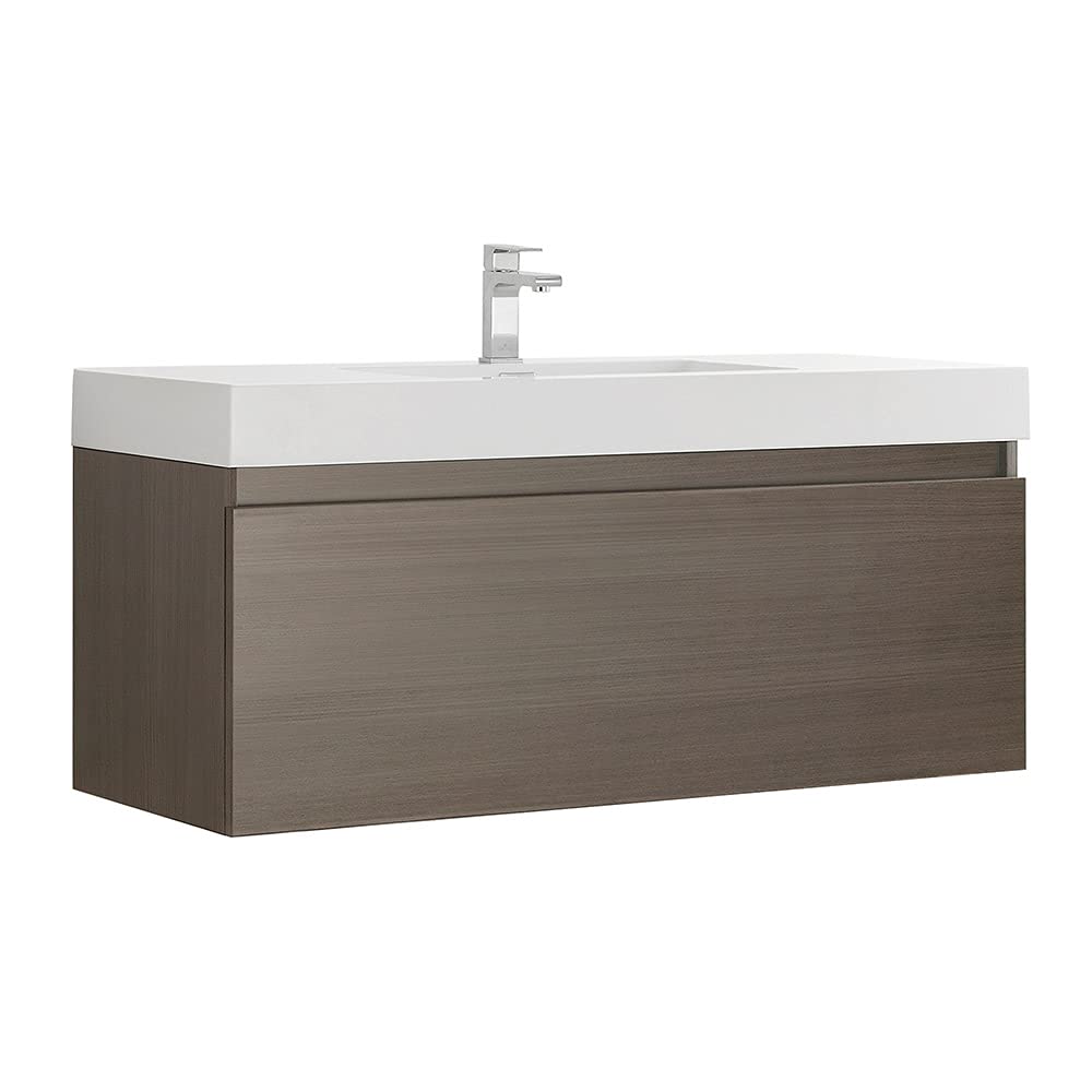 Fresca FCB8011GO-I Fresca Mezzo 48" Gray Oak Wall Hung Modern Bathroom Cabinet w/ Integrated Sink