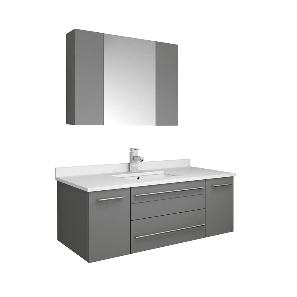 Fresca FVN6142ES-UNS Fresca Lucera 42" Espresso Wall Hung Undermount Sink Modern Bathroom Vanity w/ Medicine Cabinet