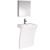 Fresca FVN5024WH Fresca Quadro 23" White Pedestal Sink w/ Medicine Cabinet - Modern Bathroom Vanity
