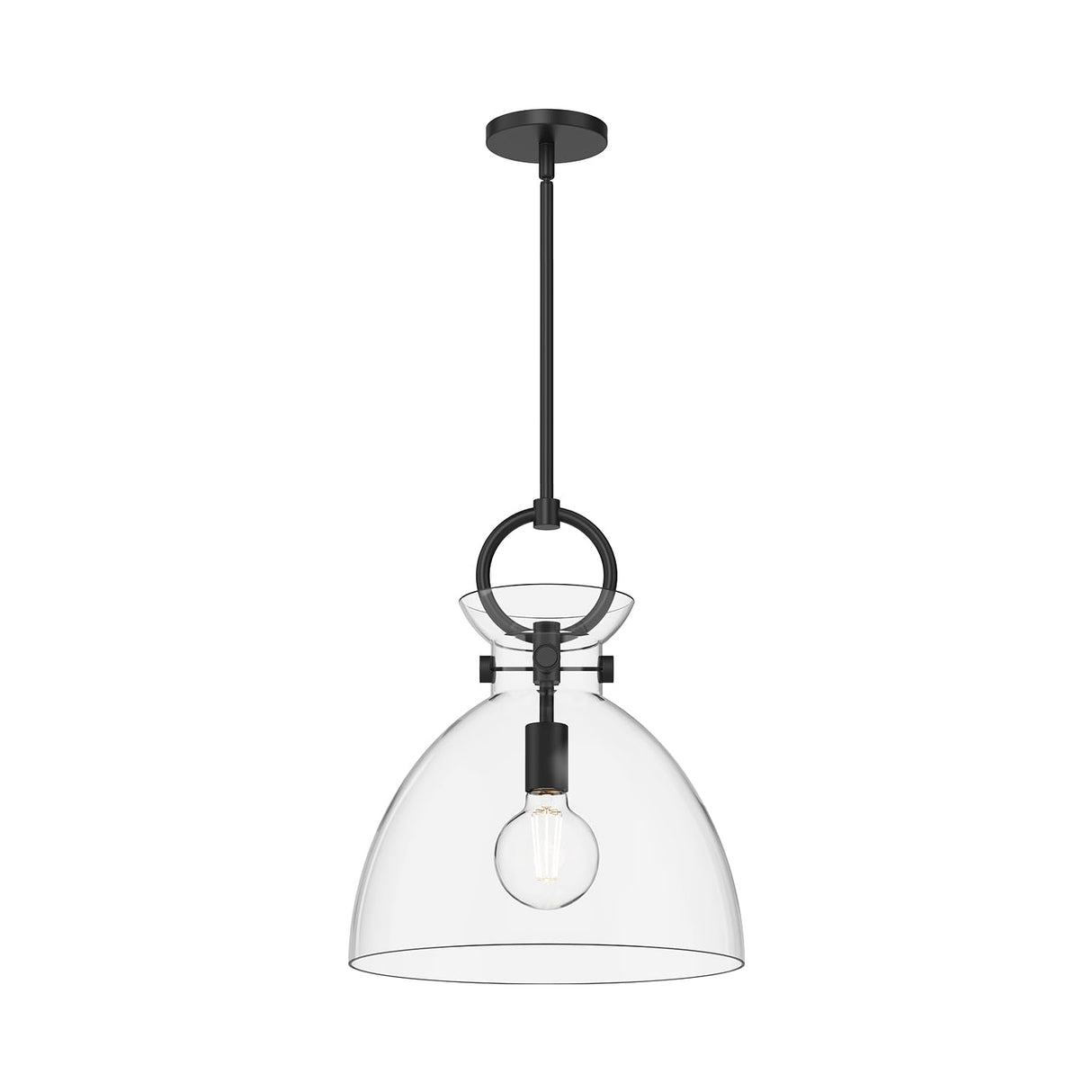 Alora PD411814MBCL WALDO 14" PENDANT MATTE BLACK CLEAR GLASS
 E26 60W