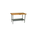John Boos SNS15 Work Table with Commercial Blended Maple Top, Stainless steel base and shelf, 60" W x 36" D 35-1/4" H