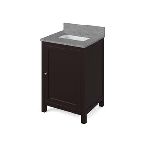 Jeffrey Alexander VKITAST24ESSGR 24" Espresso Astoria Vanity, Steel Grey Cultured Marble Vanity Top, undermount rectangle bowl