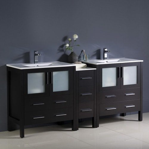 Fresca FCB62-301230WH-I Fresca Torino 72" White Modern Double Sink Bathroom Cabinets w/ Integrated Sinks