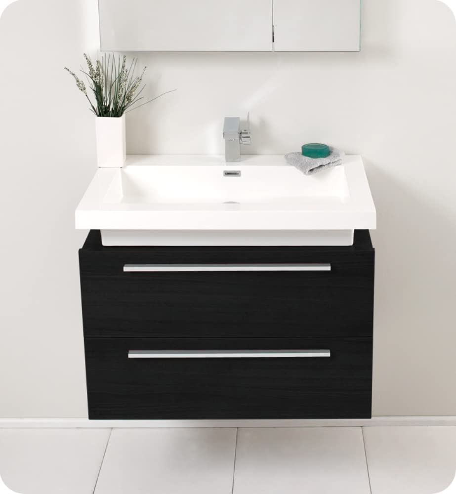 Fresca FCB8080BW-I Fresca Medio 32" Black Modern Bathroom Cabinet w/ Vessel Sink