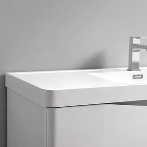Fresca FCB9040WH-I Fresca Tuscany 40" Glossy White Wall Hung Modern Bathroom Cabinet w/ Integrated Sink