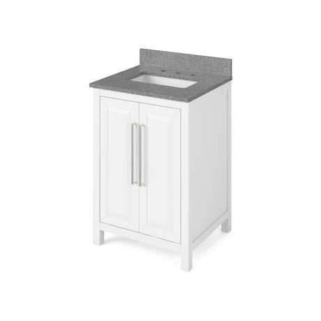 Jeffrey Alexander VKITCAD24WHSGR 24" White Cade Vanity, Steel Grey Cultured Marble Vanity Top, undermount rectangle bowl