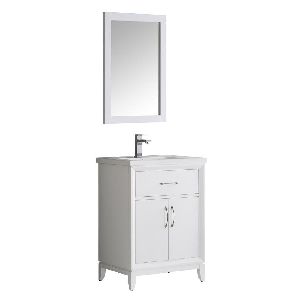 Fresca FVN2124WH Fresca Cambridge 24" White Traditional Bathroom Vanity w/ Mirror