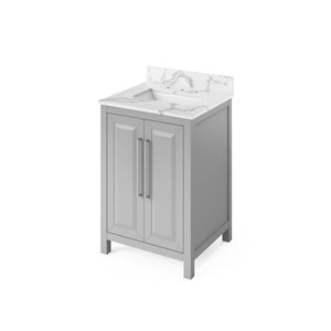 Jeffrey Alexander VKITCAD24GRCQR 24" Grey Cade Vanity, Calacatta Vienna Quartz Vanity Top, undermount rectangle bowl