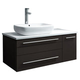 Fresca FCB6136ES-VSL-L-CWH-V Fresca Lucera 36" Espresso Wall Hung Modern Bathroom Cabinet w/ Top & Vessel Sink - Left Version