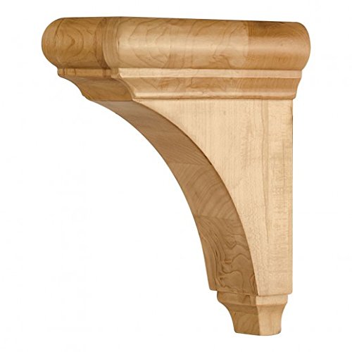 Hardware Resources COR39-1-RW 3" W x 6-1/2" D x 8" H Rubberwood Minimal Bullnose Cap Corbel