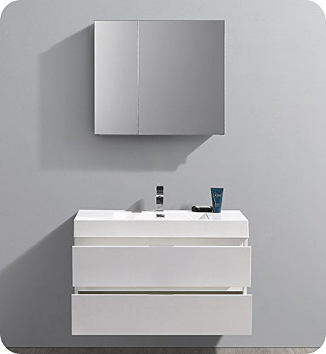 Fresca FCB8342WH-I Fresca Valencia 40" Glossy White Wall Hung Modern Bathroom Vanity