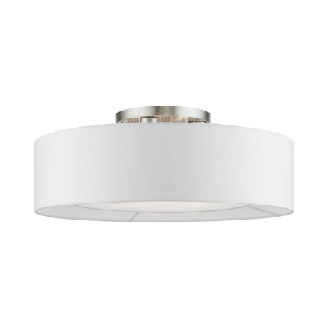 Gilmore 4 Light Semi-Flush in Brushed Nickel with Shiny White (47174-91)