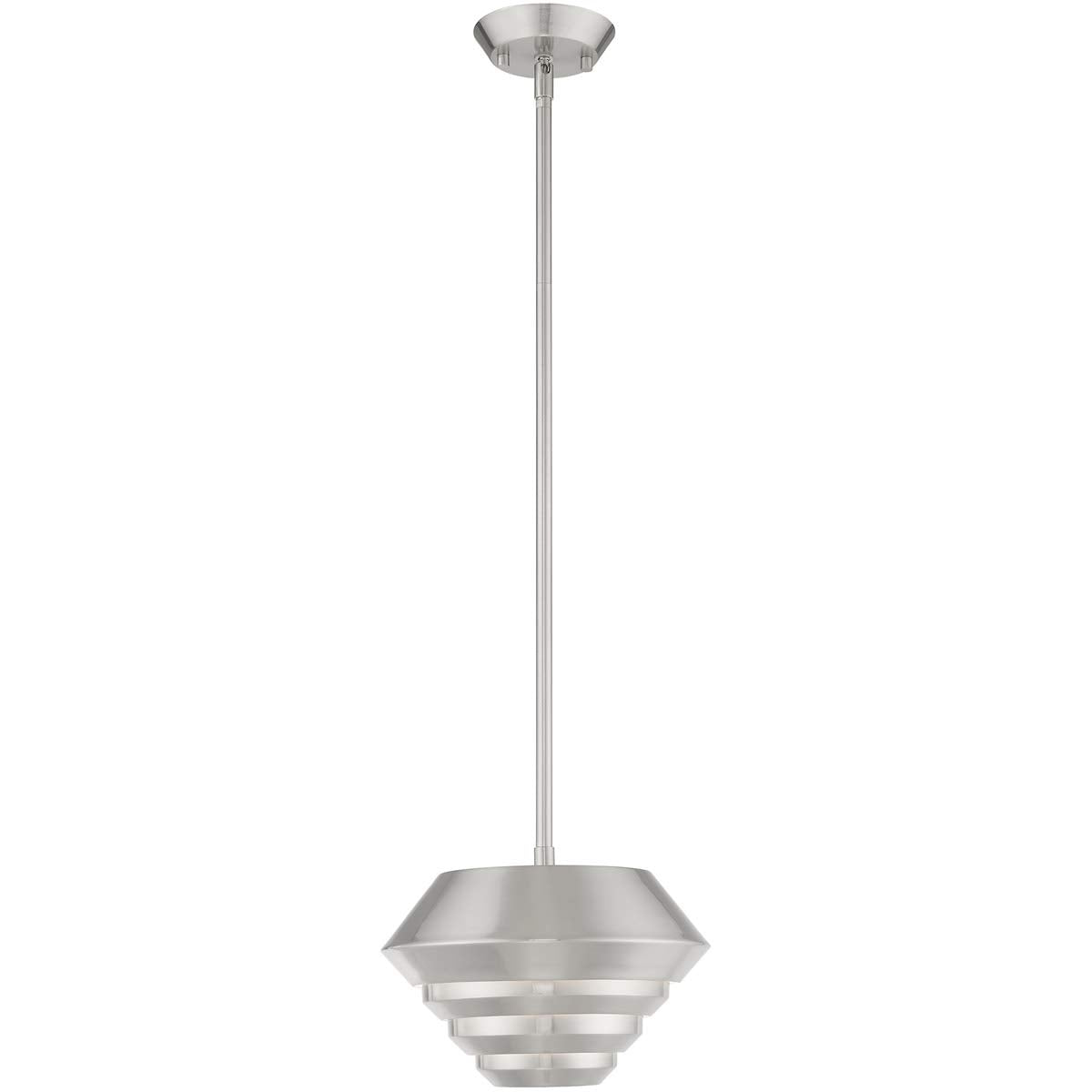 Livex Lighting 40401-91 Amsterdam - 16" One Light Mini Pendant, Brushed Nickel Finish with Brushed Nickel Metal Shade