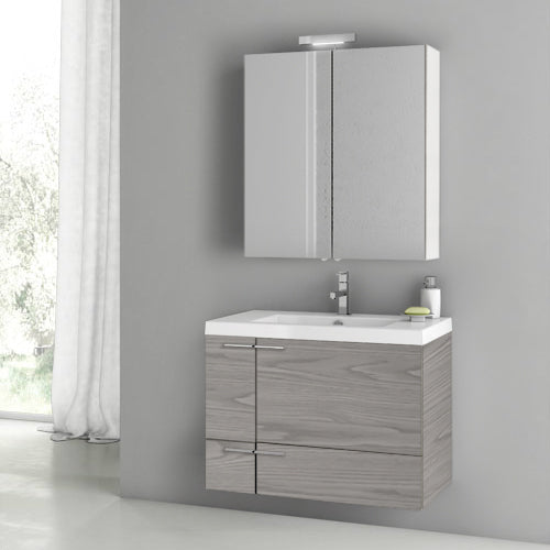 Modern Bathroom Vanity, Wall Mounted, 32"