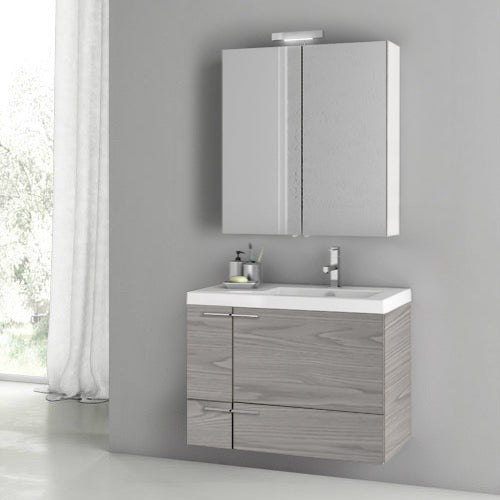 Modern Bathroom Vanity, Wall Mount, 31"