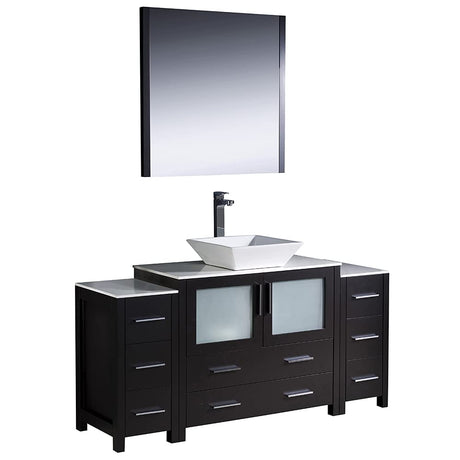 Fresca FVN62-123612GR-VSL Fresca Torino 60" Gray Modern Bathroom Vanity w/ 2 Side Cabinets & Vessel Sink