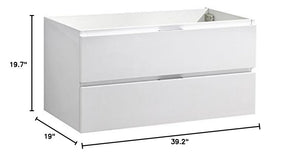 Fresca FCB8342WH Fresca Valencia 40" Glossy White Wall Hung Modern Bathroom Cabinet