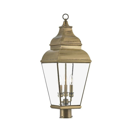 Livex Lighting 2594-07 Outdoor Post with Clear Beveled Glass Shades, Bronze
