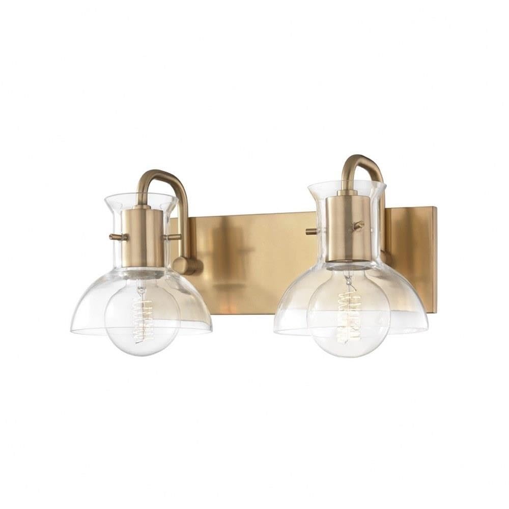 Mitzi H111302-AGB Contemporary Modern Two Light Bath Bracket from Riley Collection Finish, Aged Brass