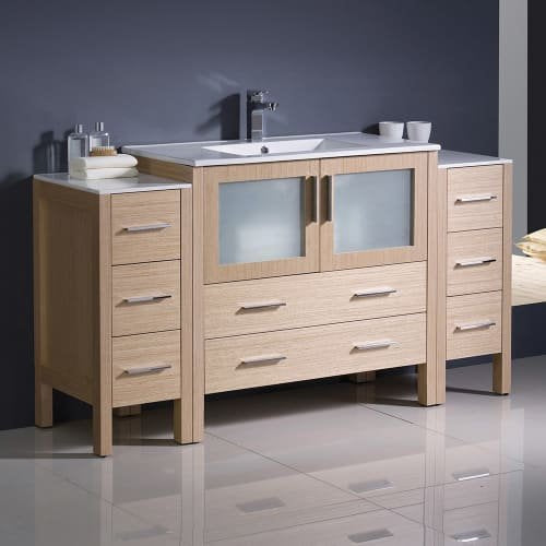 Fresca FCB62-123612GO-I Fresca Torino 60" Gray Oak Modern Bathroom Cabinets w/ Integrated Sink