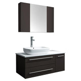 Fresca FVN6136ES-VSL-L Fresca Lucera 36" Espresso Wall Hung Vessel Sink Modern Bathroom Vanity w/ Medicine Cabinet - Left Version