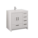 Fresca FCB9436WH-R-I Fresca Imperia 36" Glossy White Free Standing Modern Bathroom Cabinet w/ Integrated Sink - Right Version