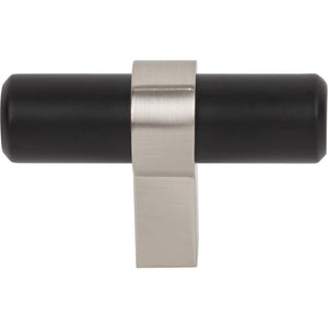 Jeffrey Alexander 51MBSN 2" Overall Length Matte Black with Satin Nickel Key Grande Cabinet "T" Knob