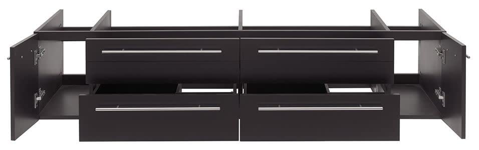 Fresca FCB6172ES-VSL Fresca Lucera 72" Espresso Wall Hung Double Vessel Sink Modern Bathroom Cabinet