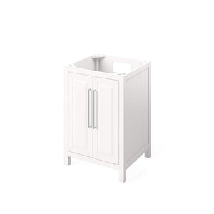 Jeffrey Alexander VKITCAD24WHSGR 24" White Cade Vanity, Steel Grey Cultured Marble Vanity Top, undermount rectangle bowl