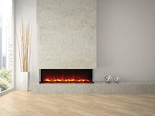 Amantii 60-TRU-VIEW-XL Tru View Deep Smart Electric - 60" Indoor / Outdoor WiFi Enabled 3 Sided Fireplace Featuring a depth of 14 1/4", MultiFunction Remote Control, Multi Speed Flame Motor, and a Selection of Media Options