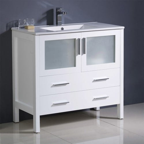 Fresca FCB6236GO-I Fresca Torino 36" Gray Oak Modern Bathroom Cabinet w/ Integrated Sink