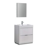 Fresca FVN8430WH Fresca Valencia 30" Glossy White Free Standing Modern Bathroom Vanity w/ Medicine Cabinet