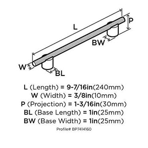 Amerock Cabinet Pull Matte Black/Polished Nickel 6-5/16 inch (160 mm) Center to Center Transcendent 1 Pack Drawer Pull Drawer Handle Cabinet Hardware