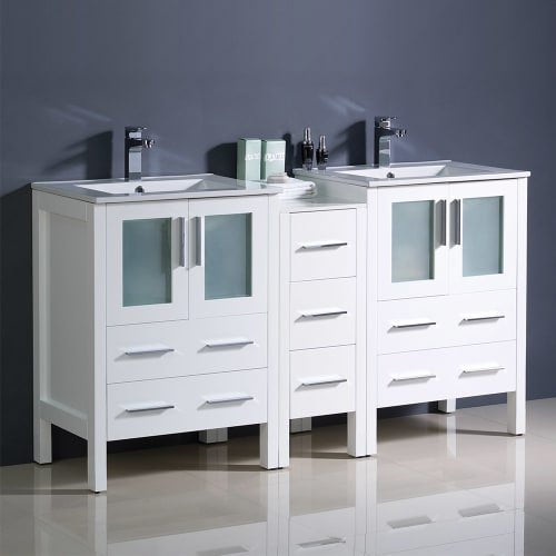 Fresca FCB62-241224GO-I Fresca Torino 60" Gray Oak Modern Double Sink Bathroom Cabinets w/ Integrated Sinks