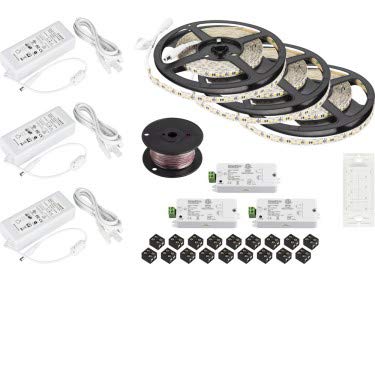 Task Lighting L-VK3Z3A-49-50 49 ft 225 Lumens Per Foot Vivid Quattro Wireless Controller Tape Light Kit, 3 Zone 3 Area, 5000K Daylight White